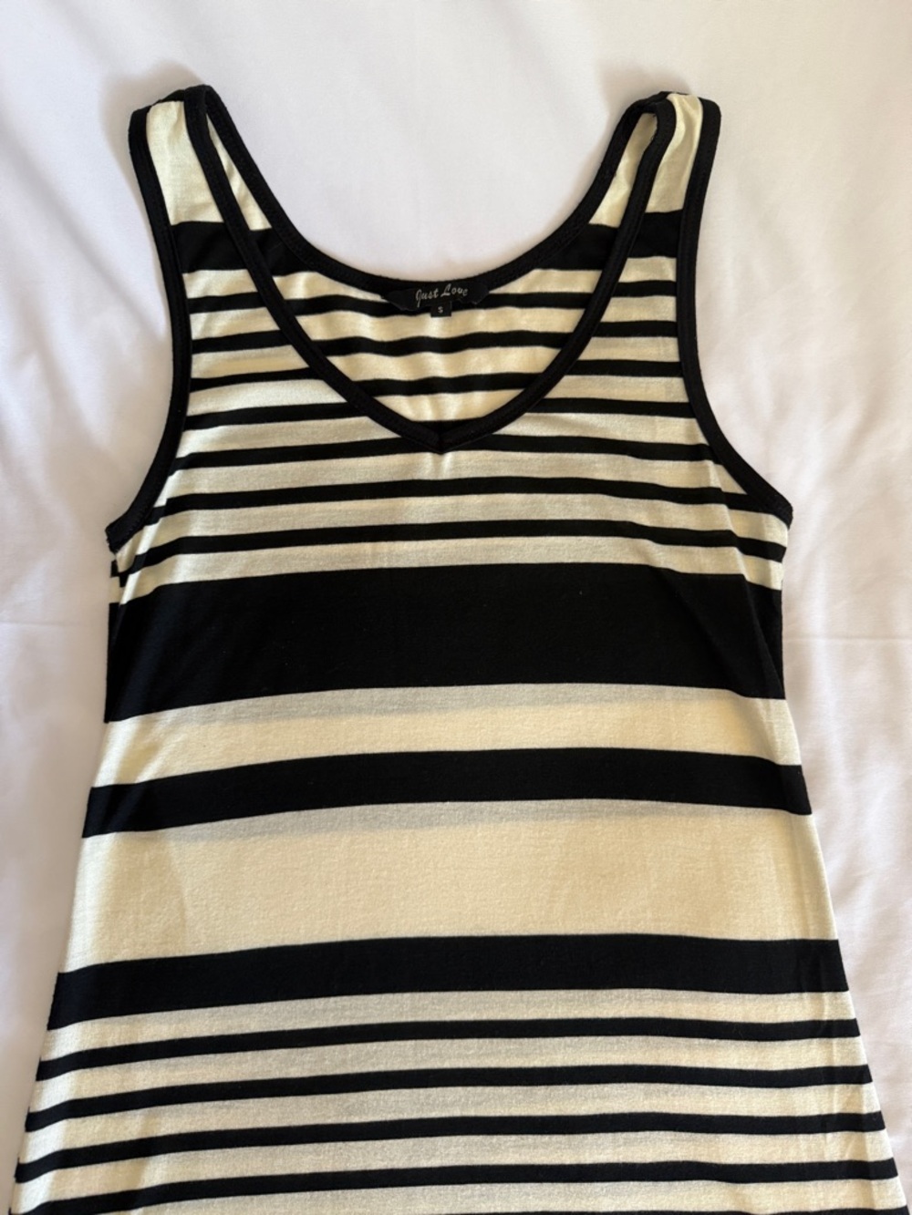 Just Love Sleeveless Black & Off White Striped Maxi Dress - Small - Picture 4 of 9